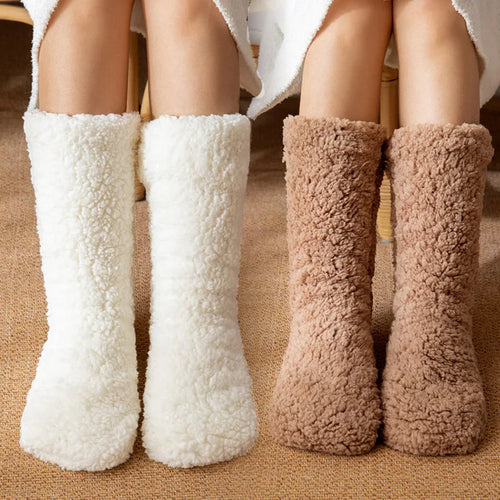 Winter Thermal Socks Women – Warm Fleece Anti-Slip Slippers