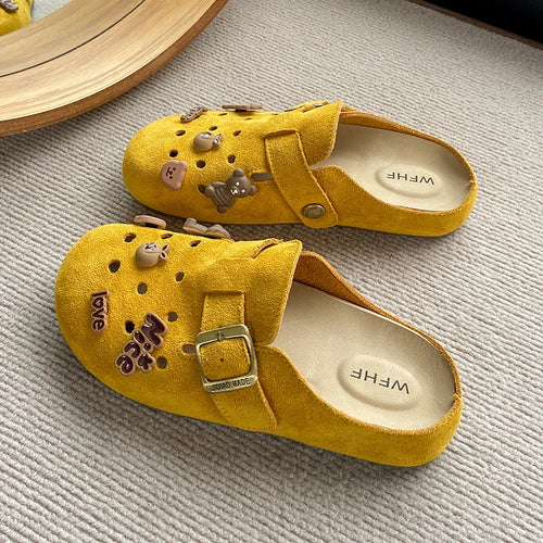 Shoezia™ Cozy Bear Clogs – Suede Slip-On with Cute Charms